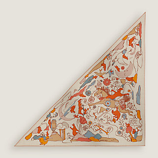 HERMÈS ダマフラー Mille et Un Lapins triangle - Black | Hermès USA